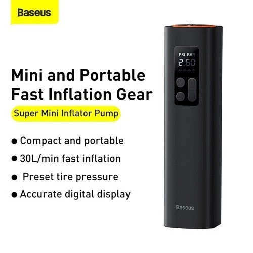 BASEUS MINI INFLATOR AIR PUMP POMPA BAN PORTABLE MOBIL ELEKTRIK