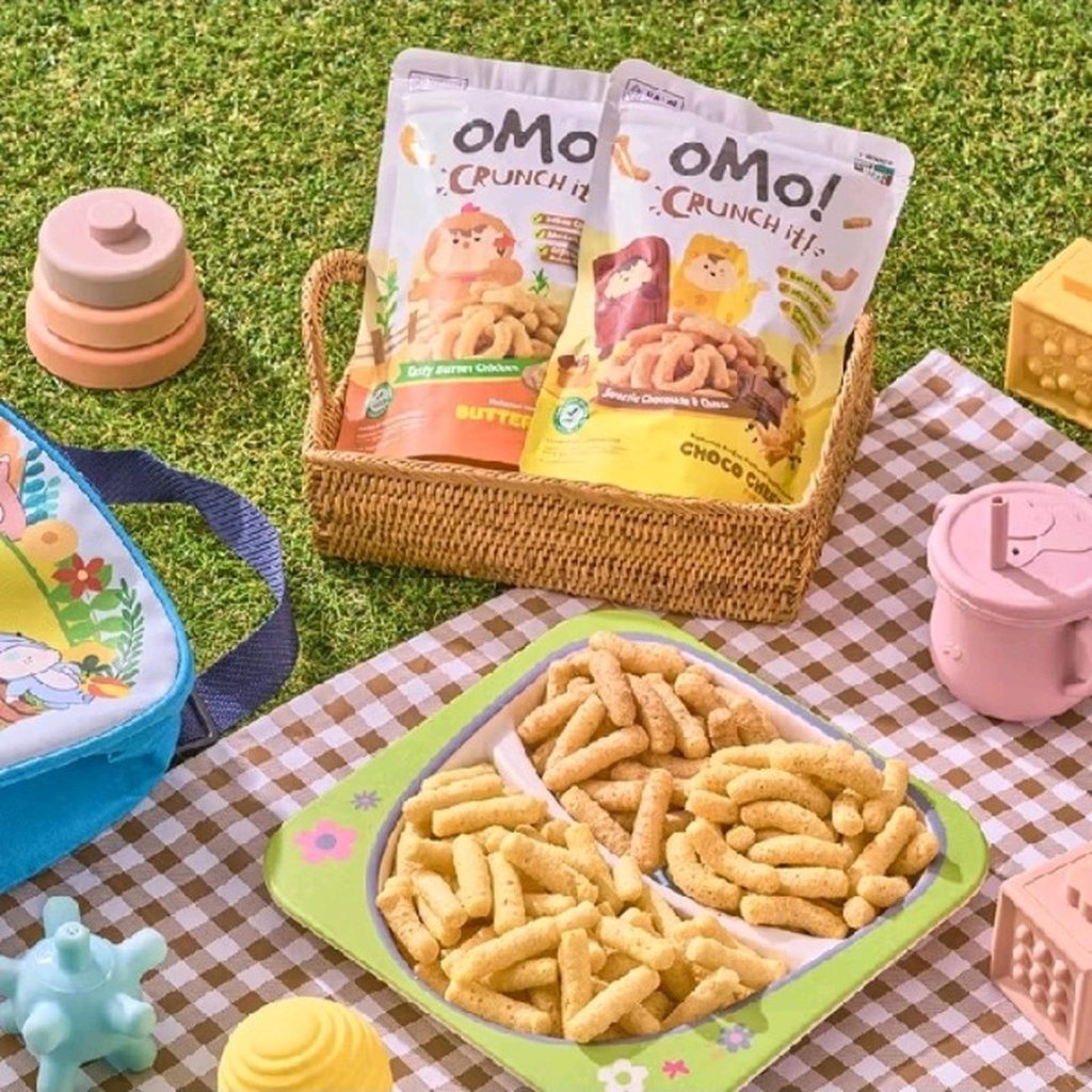 OMO MINI CRUNCH 15GR RASA CHOCO CHEESE & CORN VEGGIE | SNACK BABY 9 BULAN | CEMILAN BAYI