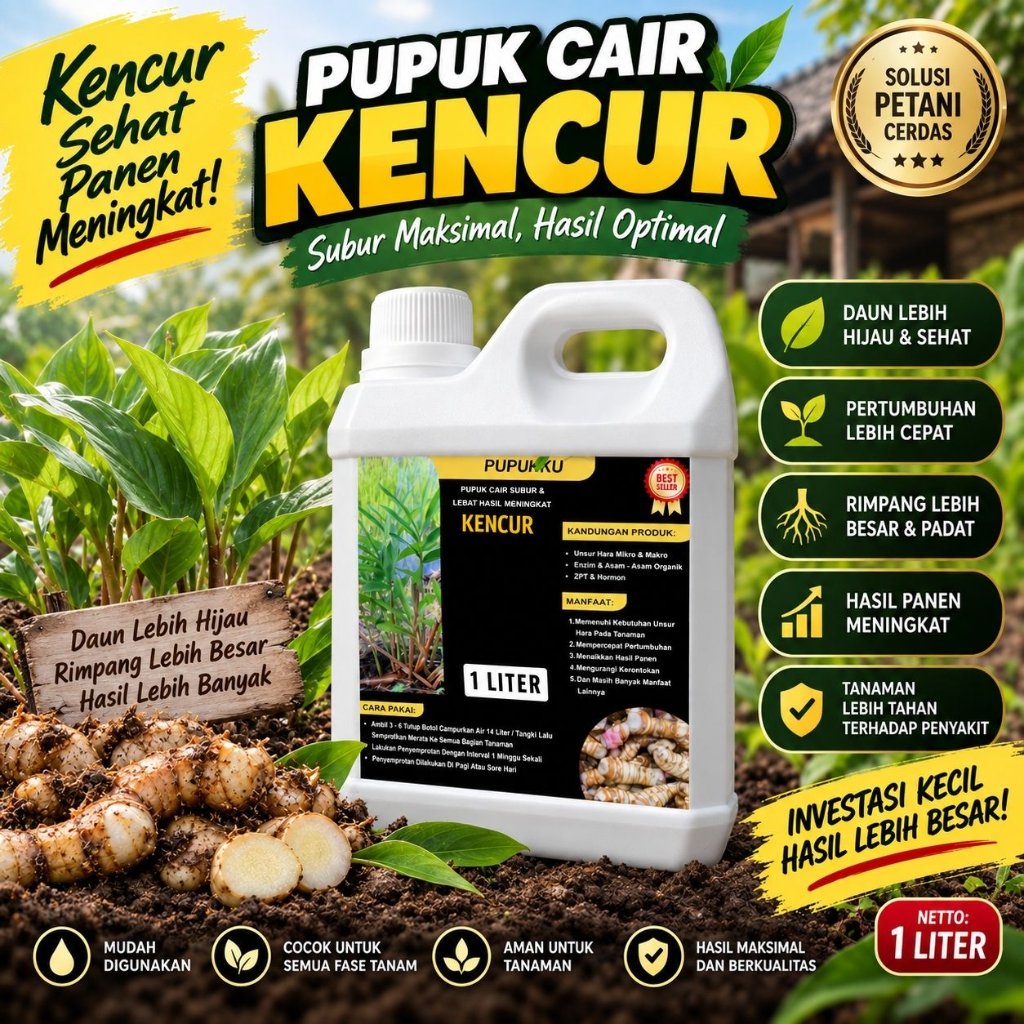 Pupuk Kencur Cair 1 Liter Penyubur Tanaman Kencur Booster Rimpang Besar & Padat Pupuk Tanaman Kencur
