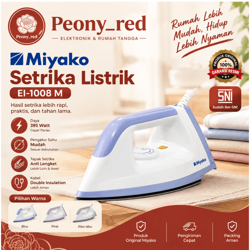 MIYAKO Setrika Listrik EI-1008 M / EI 1008 M / EI1008M [Garansi Resmi]