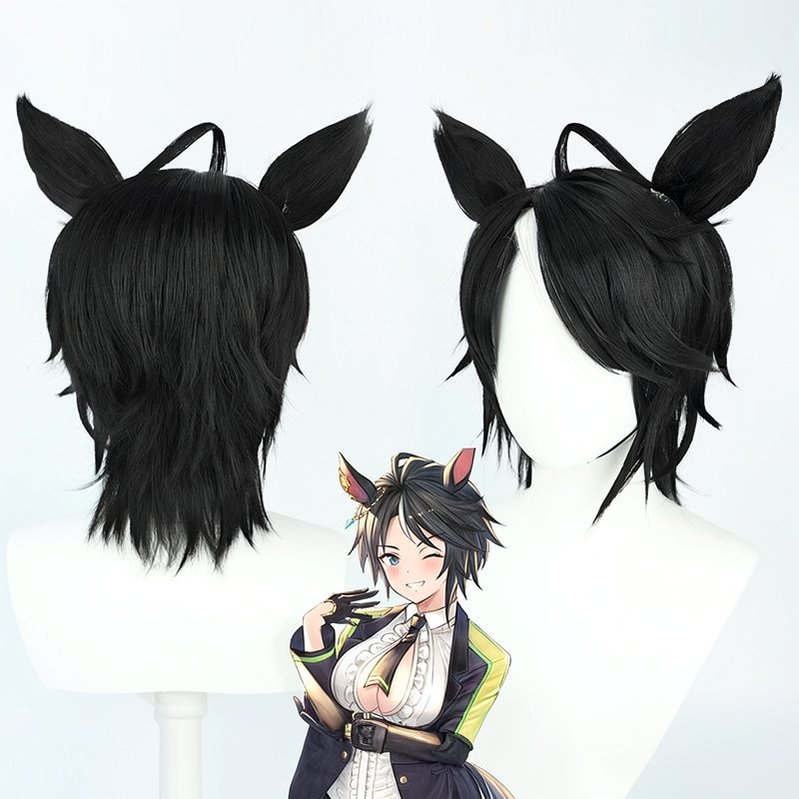[READY JKT] Xuchang - Fuji Kiseki wig - Pretty Derby cosplay wig Uma Musume Wig hitam putih pendek