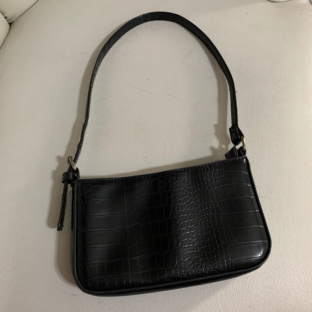 preloved tas shoulder bag bahu croco kulit sintesis hitam original rubi cotton on