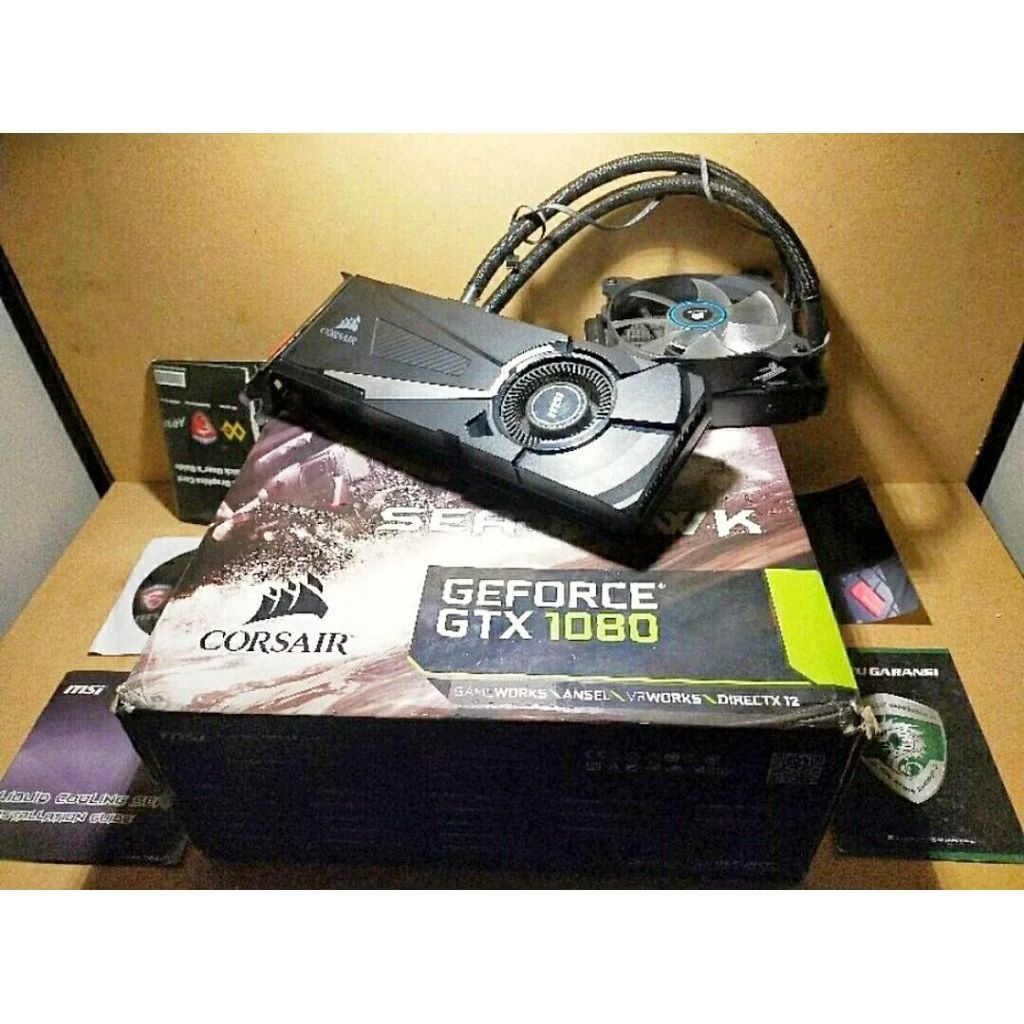 Gtx 1080 8gb ddr5 msi seahawk corsair rare item Segel original utuh fullset