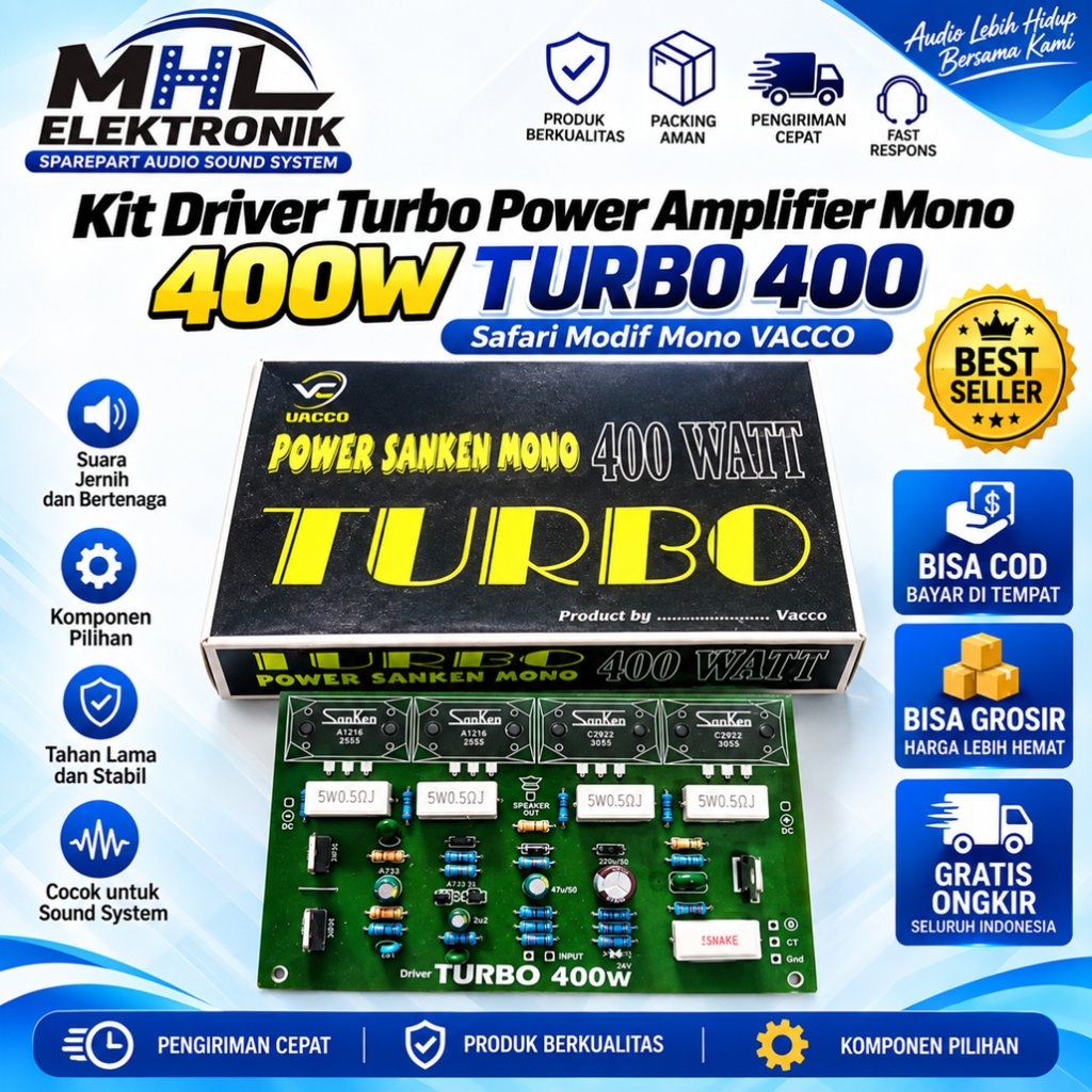 Kit Driver Turbo Power Amplifier Mono 400W Safari Mono Excellent Quality VACCO/AHG ALFA AF-031