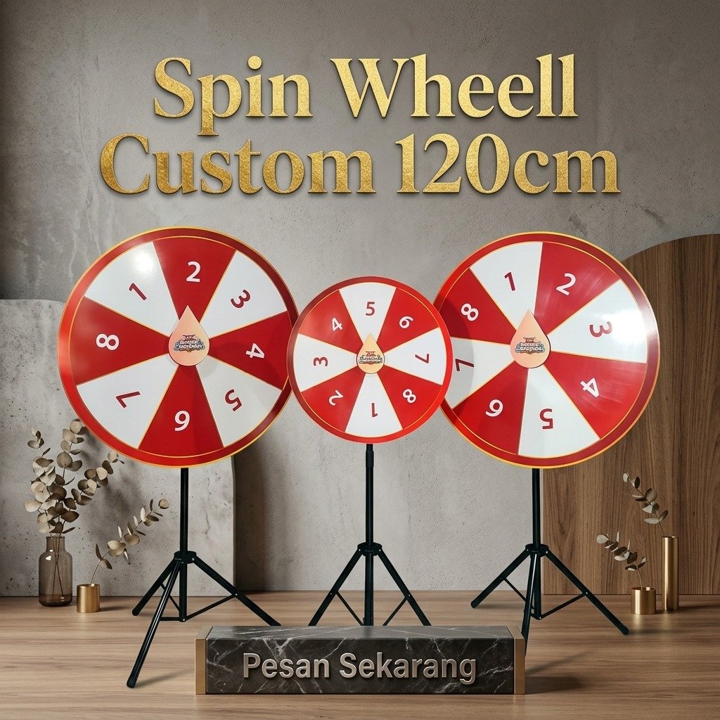 Spin Wheel Custom 120cm - Roda Keberuntungan Hadiah Event Promosi & Lucky Dip Premium NICOSAFETY
