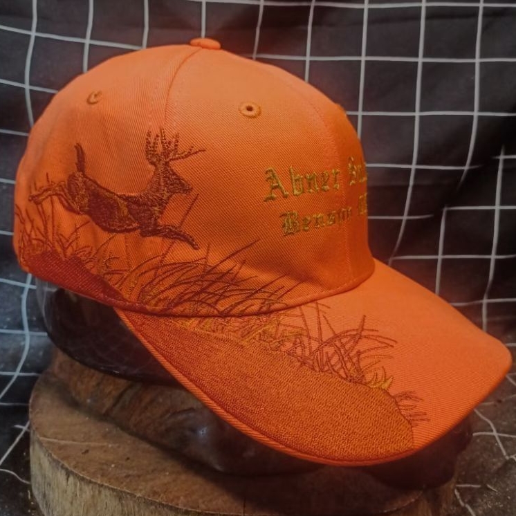 Dri Duck Cap-Rusa-Bordir Samping-Orange-Polyester-Dewasa