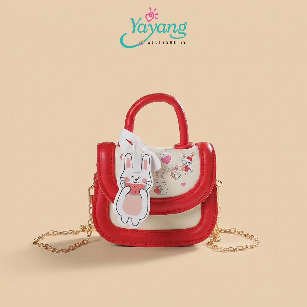 Yayang Tas Anak Perempuan Mini Motif Kelinci Cute Sling Bag Selempang Rantai Tas Tangan Anak Lucu