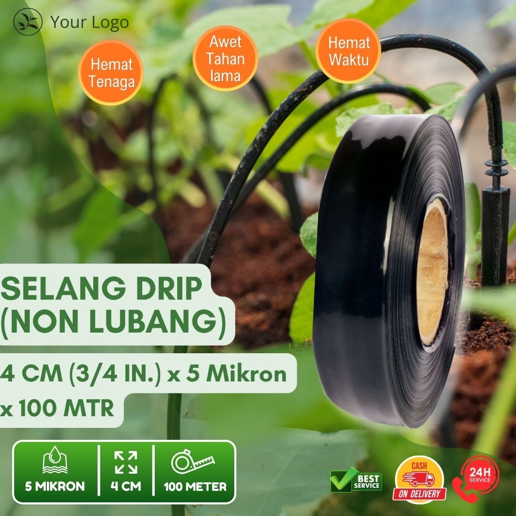 Selang Drip 4 Cm 5 Mikron 100 Meter Non Lubang Kemasan Rapi