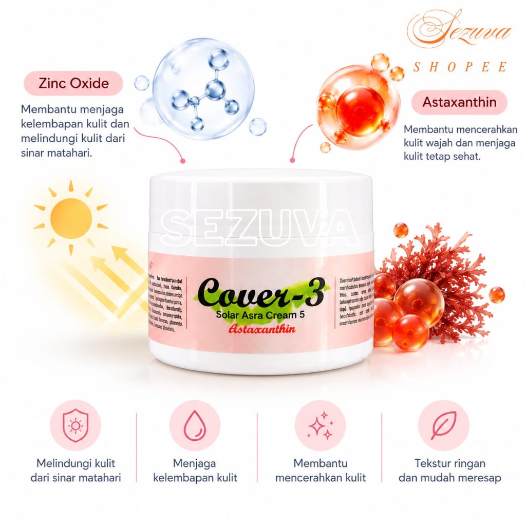 Cover - 3 Solar Asta Cream 5 Astaxanthin - sunblock cream SPF 50 - sunscreen cream anti aging - tabi