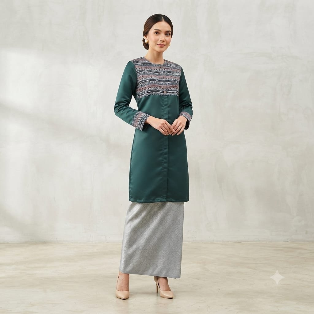 Tunik Kombinasi  Tenun Kancing Cawayboutique
