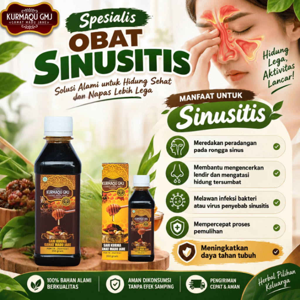 Obat Sinusitis Polip Hidung Anosmia Pilek Menahun Rhinitis Alergi Bersin Madu Kurmaqu GMJ Herbal BPO