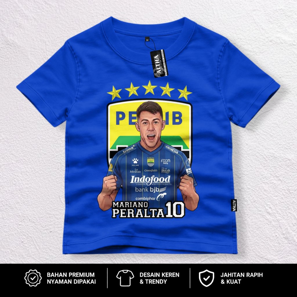 PERSIB KAOS DISTRO ANAK 1-12 TAHUN PERSIB MARIANO PERALTA & PRABU || BAJU ANAK ALTHA PERSIB BANDUNG
