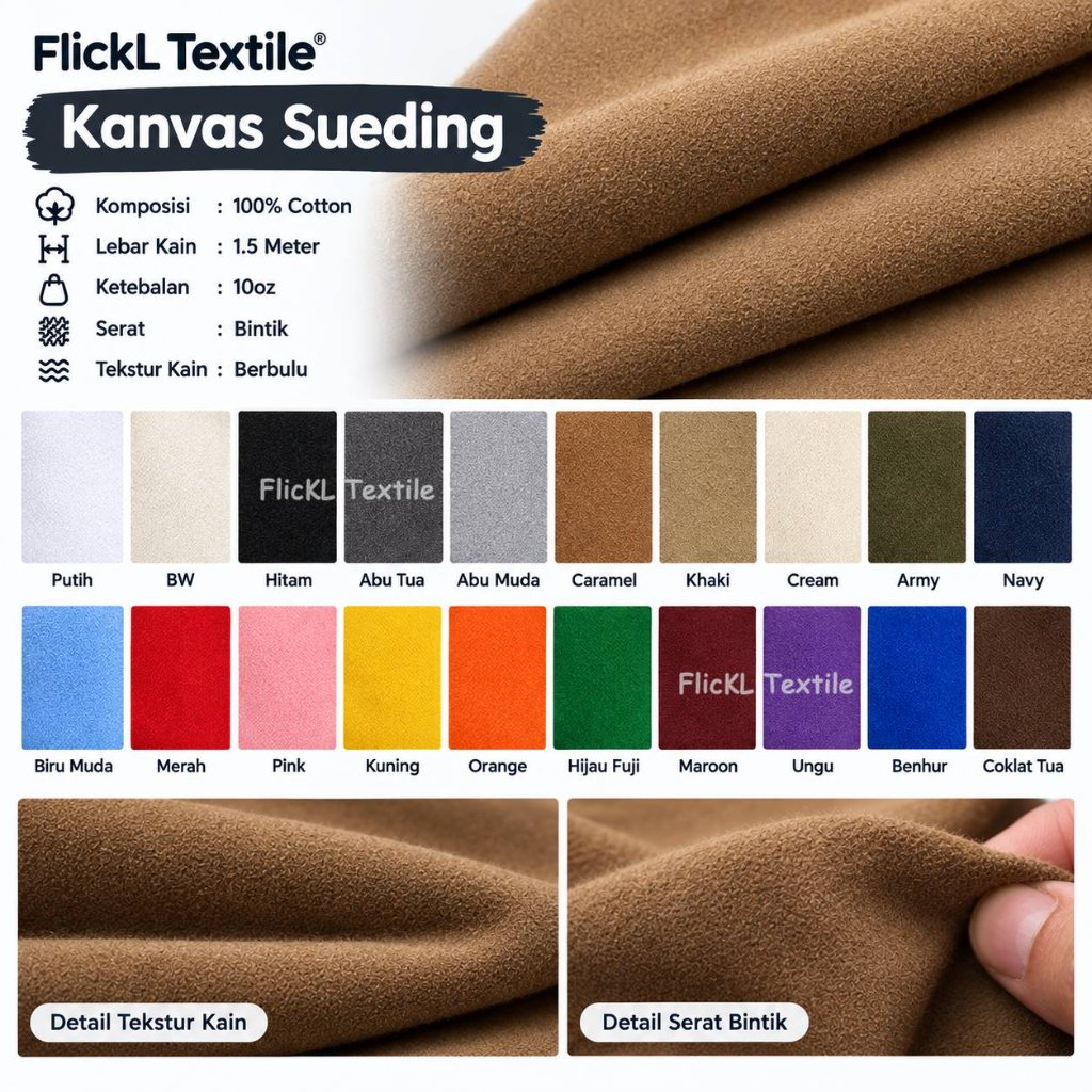 Kain Kanvas Sueding Katun Bahan Kanvas Sueding Katun Berbulu