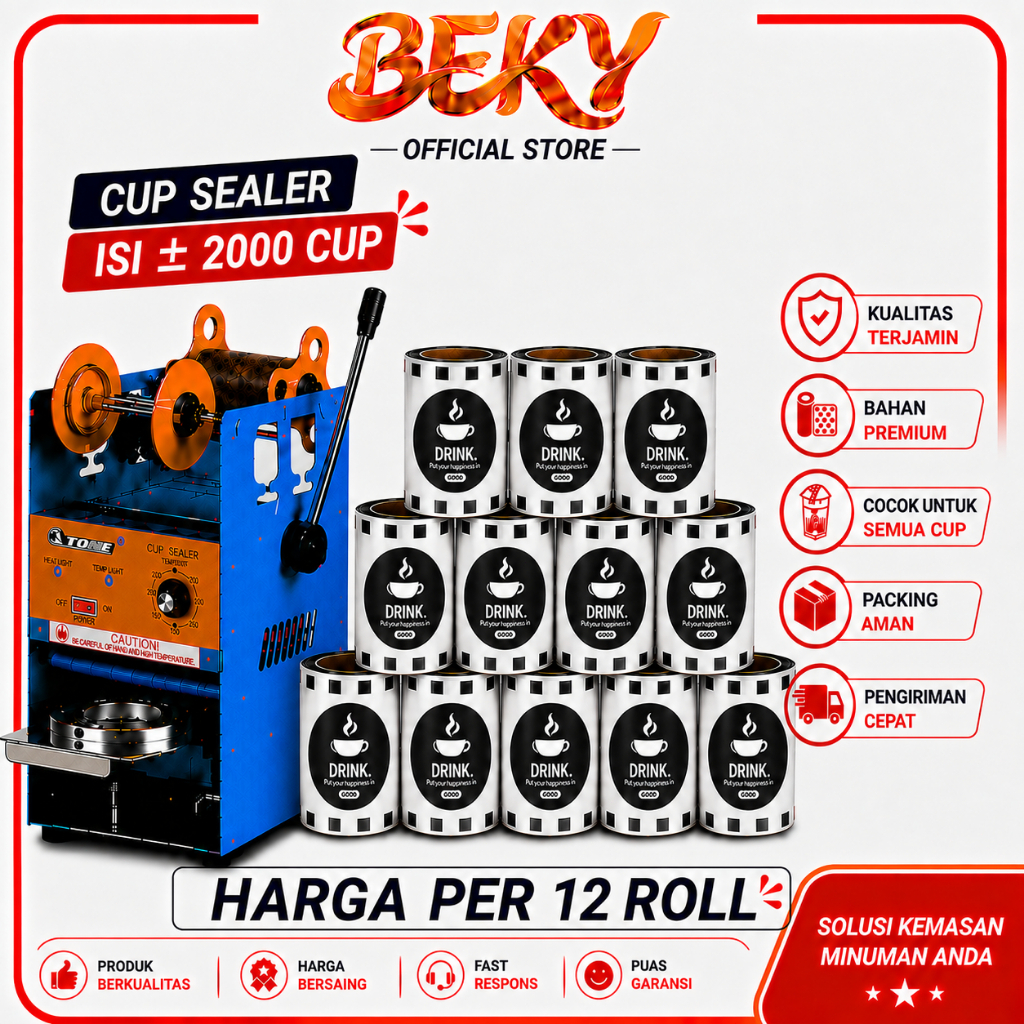 Cup Sealer/ Plastik Lid Cup Sealer / Tutup Gelas / Tutup Minuman Gelas / Cup Minuman Termurah