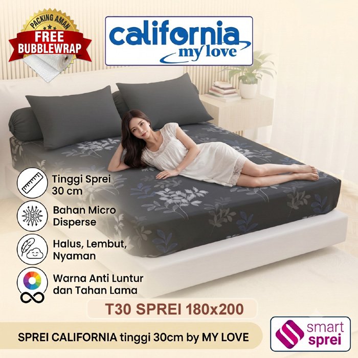 SPREI CALIFORNIA 180x200 TINGGI 30 / SPREI CALIFORNIA KING