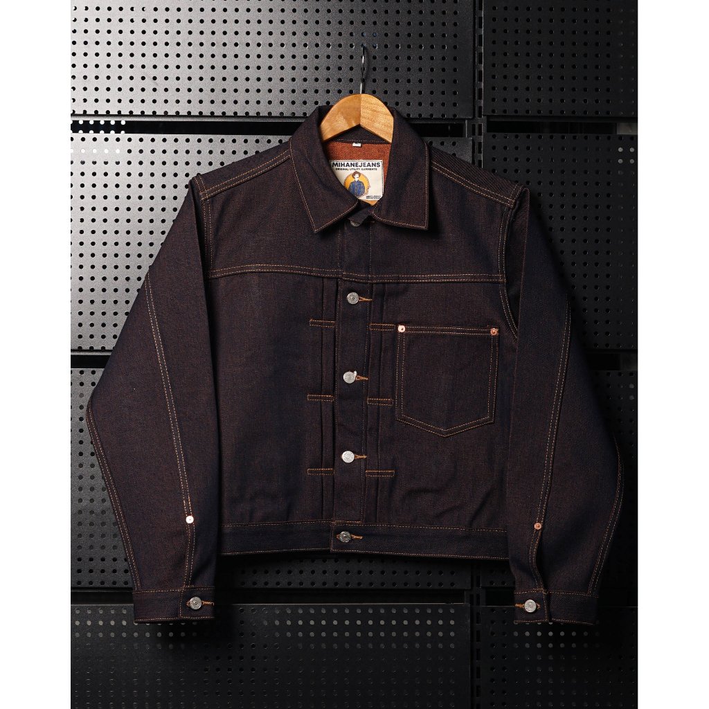Mihane Jeans - Jacket Pria Denim - HARDLOOM Color Series Type I Orange Weft Cinchback 14oz Sanforize