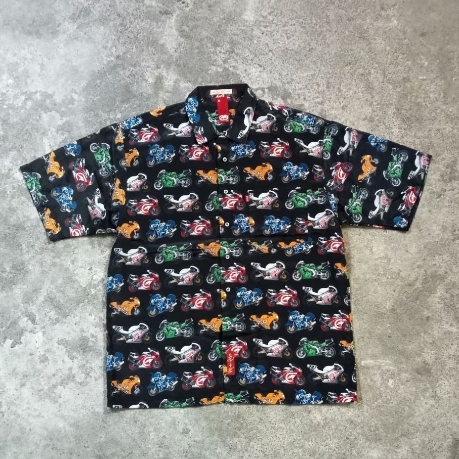 Kemeja Ecko Unltd AOP Moto GP Biker's - jnco - sohk - fubu - ecko - hiphop - y2k - vintage