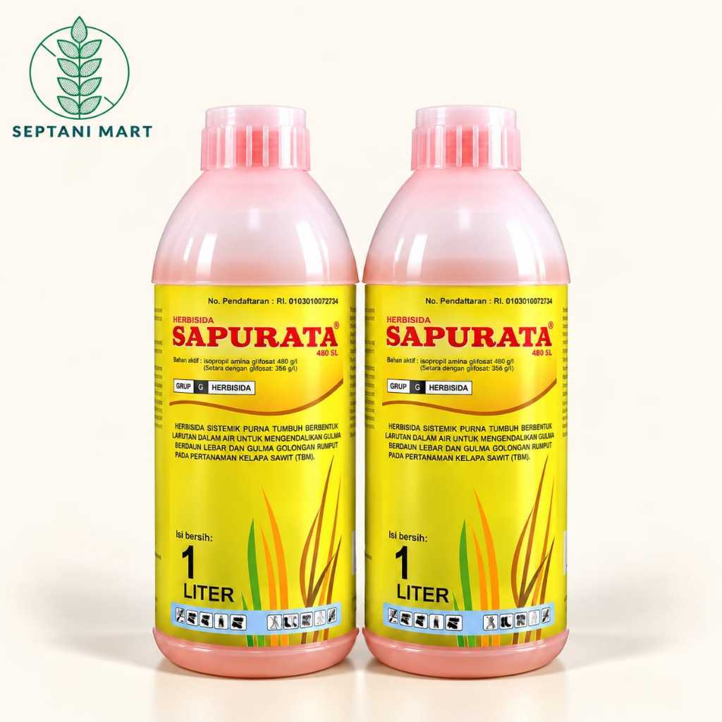 Herbisida Sapurata 480sl 1 Liter Sistemik Purna Tumbuh Larutan Air Kuning Gulma Kelapa Sawit