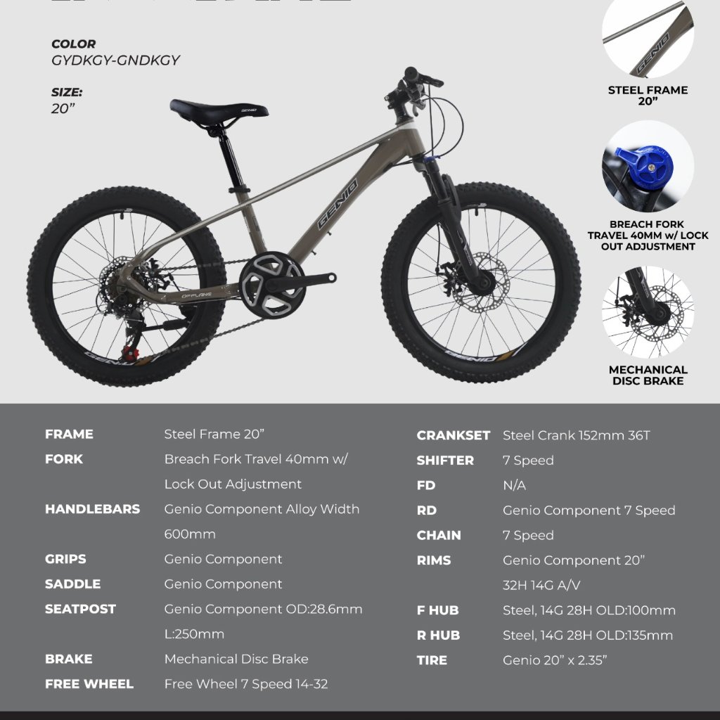 Sepeda Anak MTB Genio 20 inch Offlane 7speed Terbaru