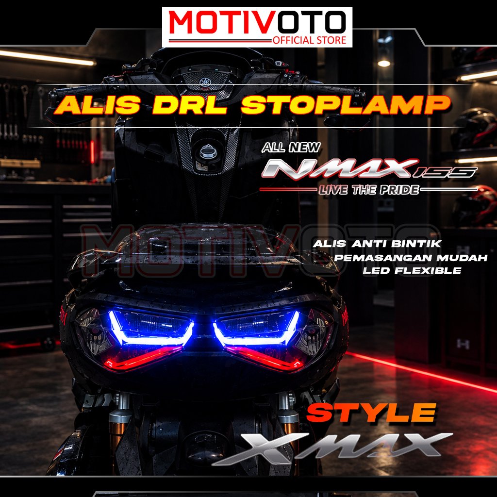 DRL Lampu Alis LED Nmax New Stoplamp Style XMAX Alis Lampu Rem untuk Stoplamp Custom ala x max Flexi