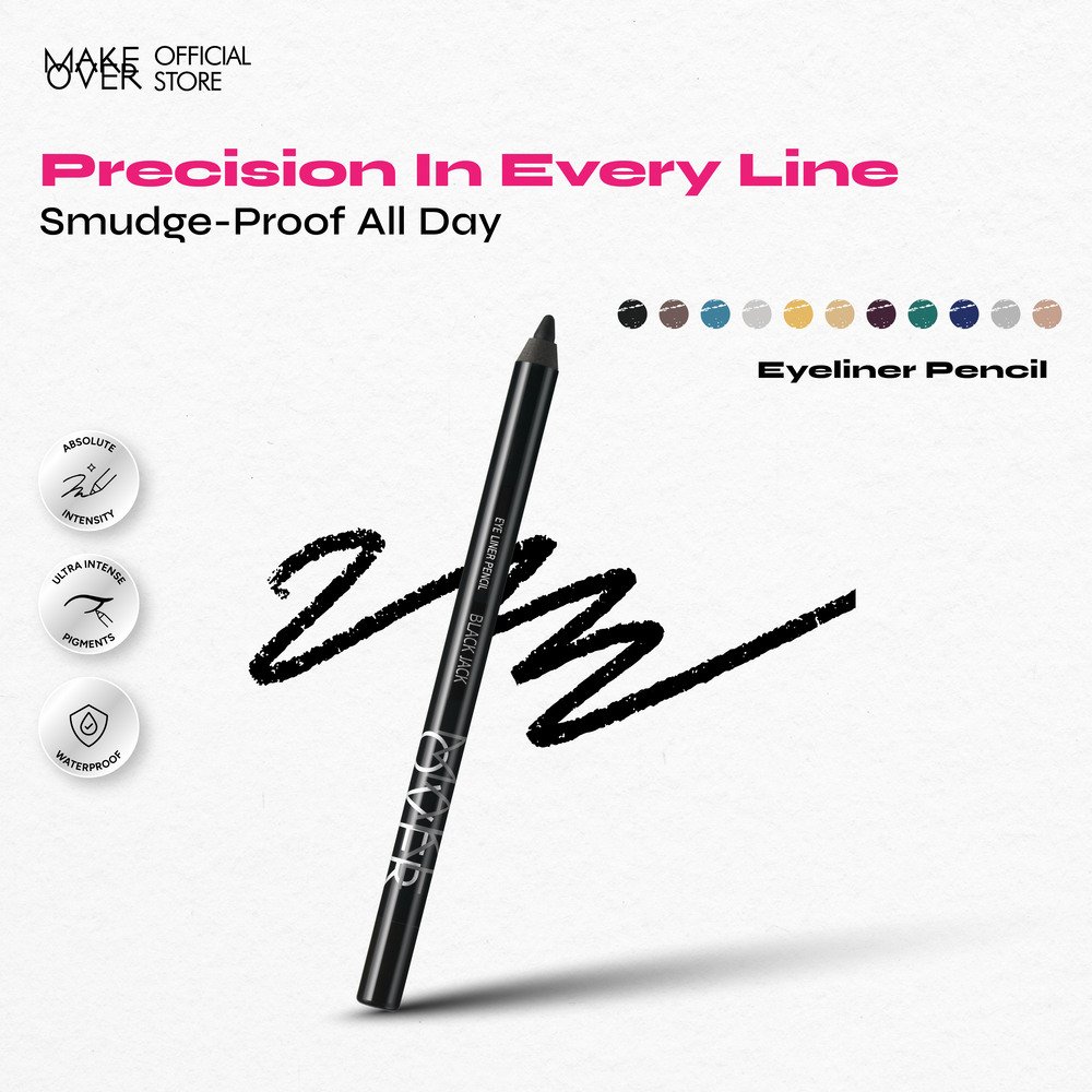 MAKE OVER Eye Liner Pencil - Eyeliner Creamy Pigmented Intense Pekat Smudgeproof Presisi