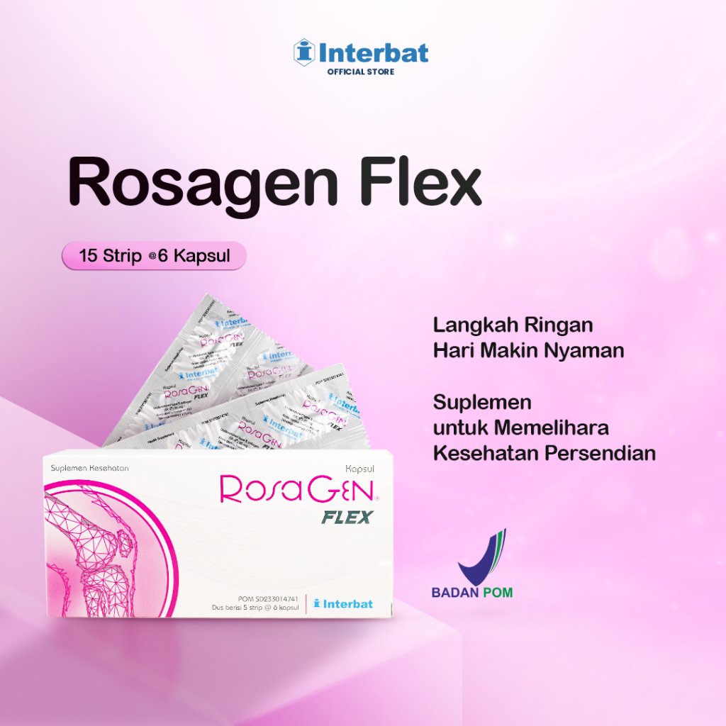 Rosagen Flex 5 Strip @6 Kapsul - Suplemen untuk Memelihara Kesehatan Persendian