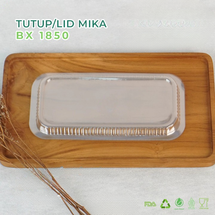 Tutup Mika alumunium Foil Tray Cup BX 1850 Lasagna Spaghetti Macaroni Schotel Klapertart Brownies Ca