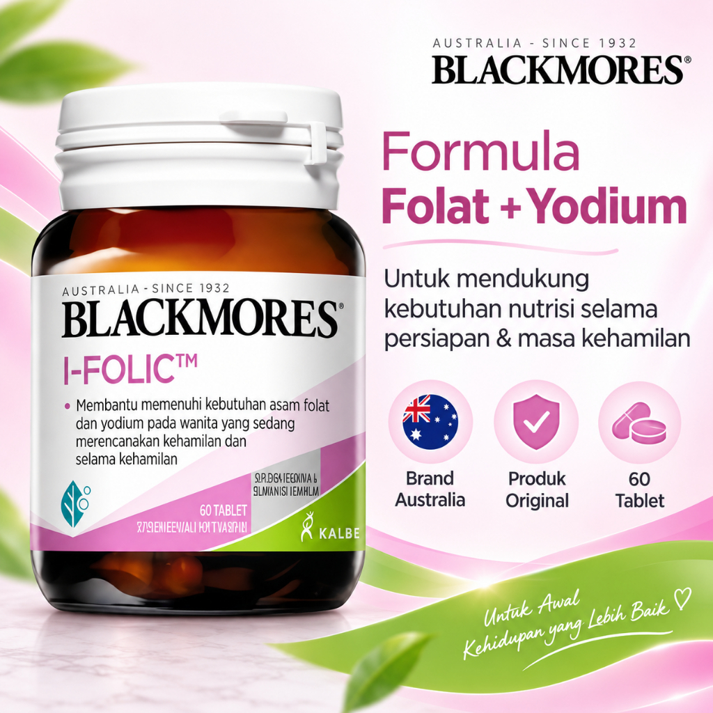 Blackmores I-FOLIC Asam Folat + Yodium 60 Tablet Untuk Promil & Masa Kehamilan