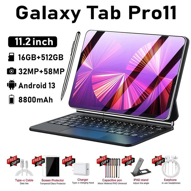 Tablet Galaxy Tab Pro11 Baru Android 13 5G 16GB 512GB 8800mAh 11.2 Inch 5 Warna