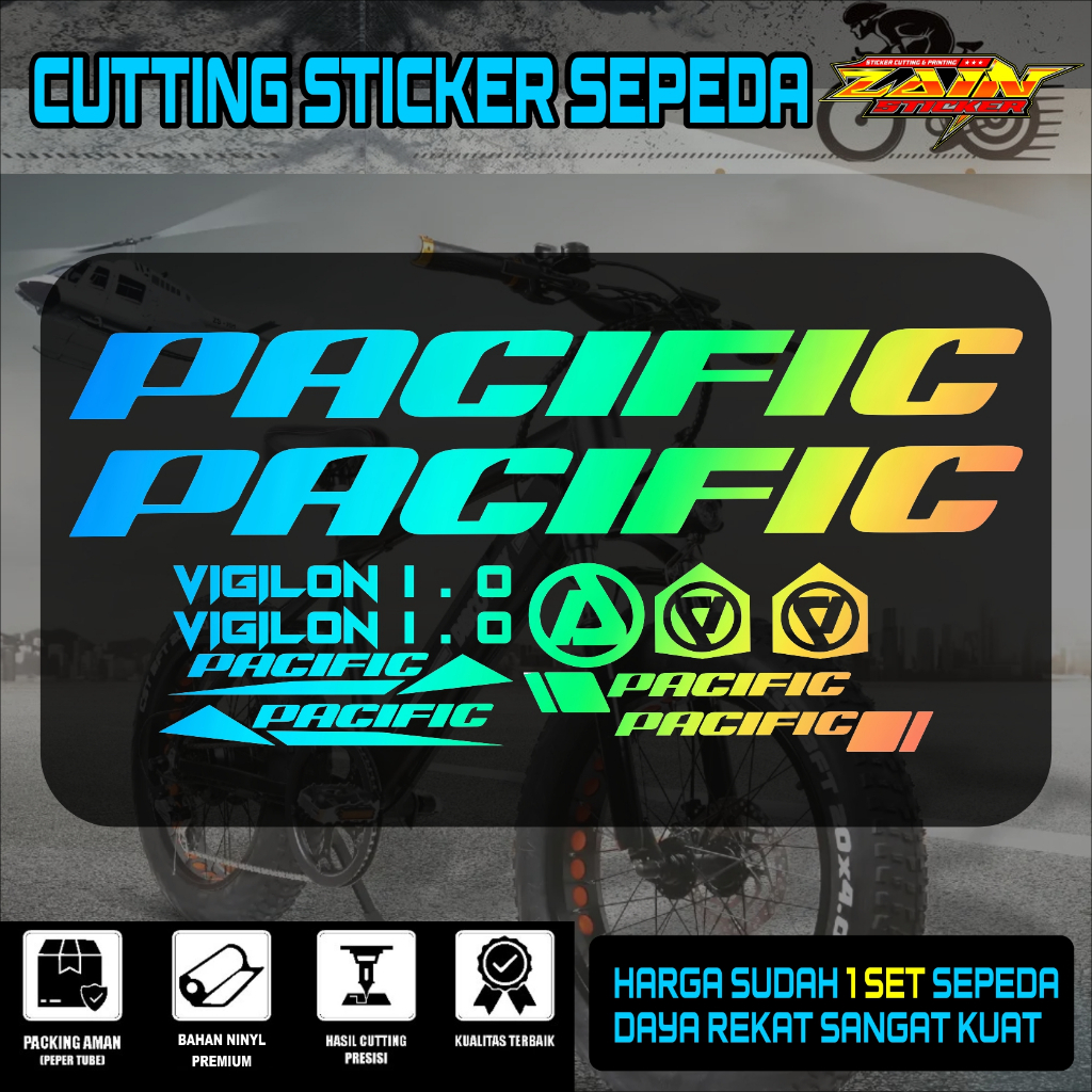 Sticker Sepeda MTB Pasific list sepeda pacific
