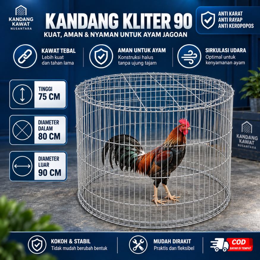 KANDANG KLITER 90CM GALVANIS | AYAM PELIHARAAN | PRAKTIS & TAHAN KARAT | AYAM JAGO