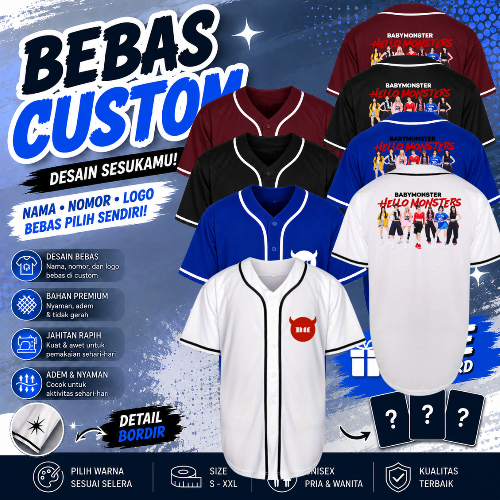 Jersey baseball kpop babymonster korea baju olahraga korea Hello monsters korea baemon