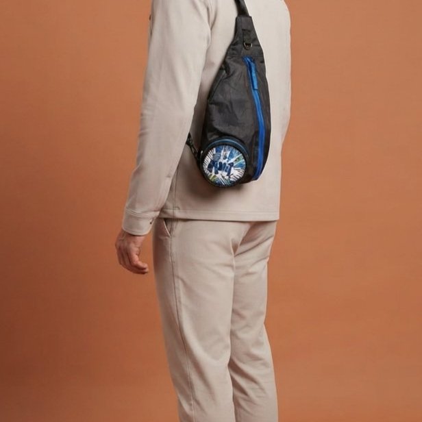 Tas Selempang Dada Pria Marlboro Ice Blast Hitam Biru 16x28 cm Preloved