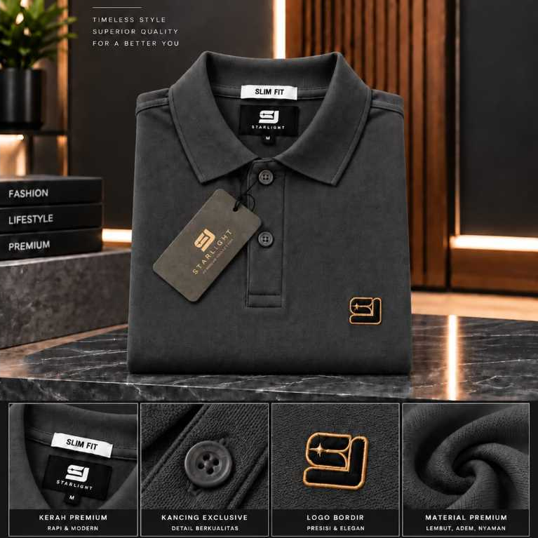 Polo Original starlight Model Bordir Bahan Pique Diamond Original M-L-XL-XXL