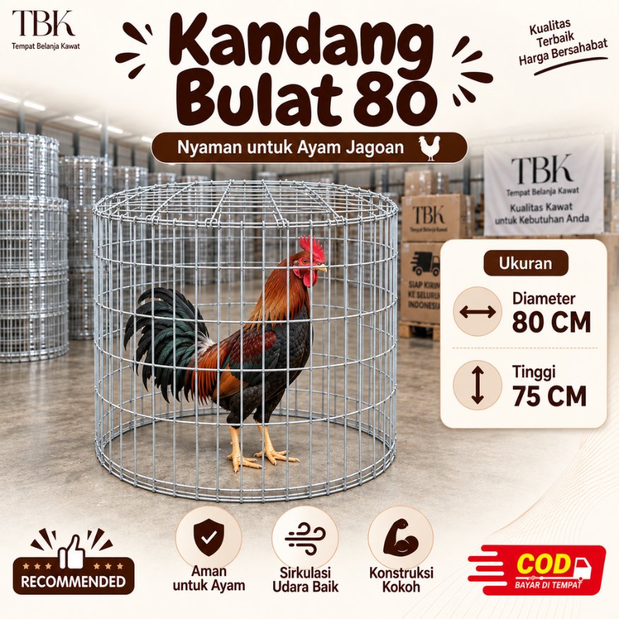 Kandang Umbaran Bulat 80cm Galvanis | Kuat Anti Karat | Ayam Jagoan | Kandang Ayam Jago