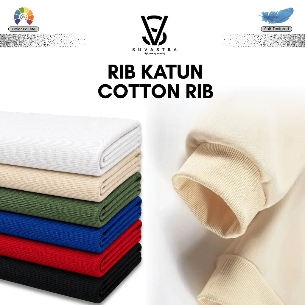 Kain Rib Katun/Cotton Rib Knit Warna Lengkap