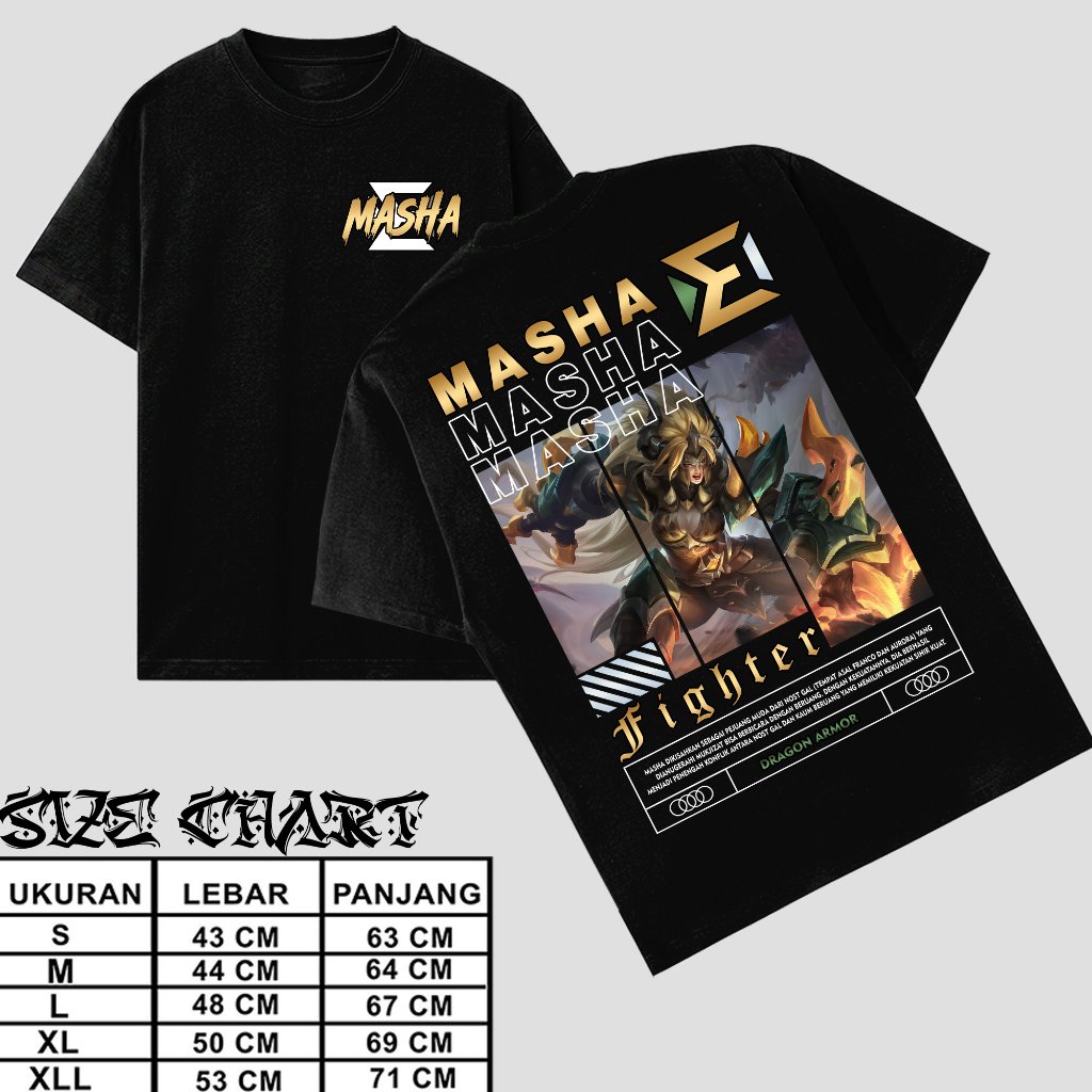 T-shirt/Kaos Dewasa Motif Hero Mobile Legends/Masha Fighter Dragon Armor Kaos Mobile Legends Keren T