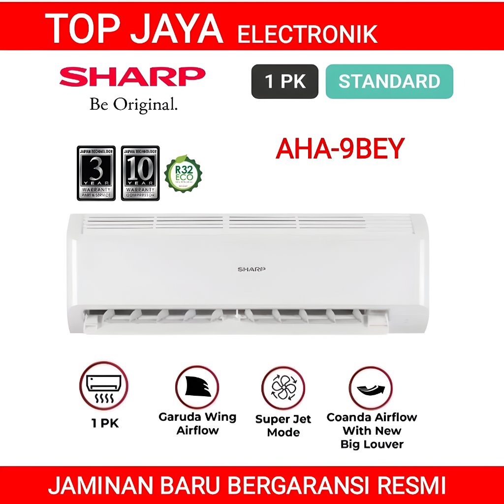 AC SHARP 1 PK GARUDA WING AH-A9BEY/SHARP AC 1 PK GARUDA WING NEW SERIES BERGARANSI RESMI