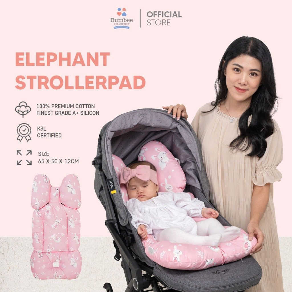 BUMBEE ELEPHANT STROLLER PAD - Alas Stroller Bayi Universal dengan Kain Katun Lembut