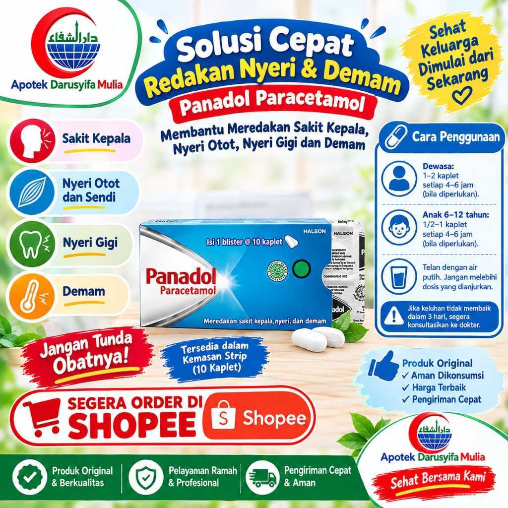 PANADOL BIRU STRIP ISI 10 TAB / PANADOL BIRU