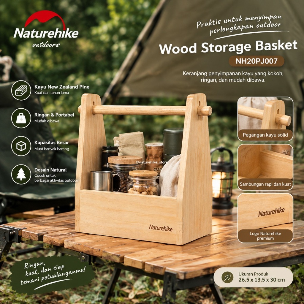 Naturehike Wood Storage Basket NH20PJ007 Keranjang Penyimpanan Outdoor