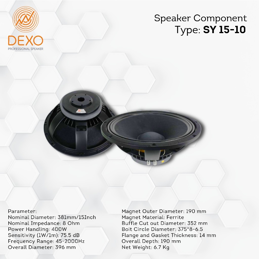 Speaker Component Dexo SY15-10 Original 15 Inch