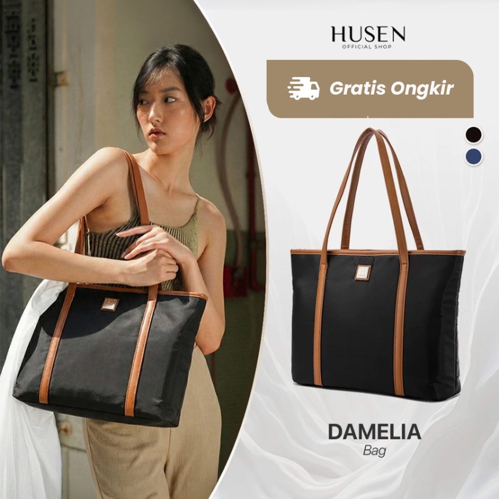 HUSEN Totebag Wanita Tas Kuliah Anti Air Damelia Bag