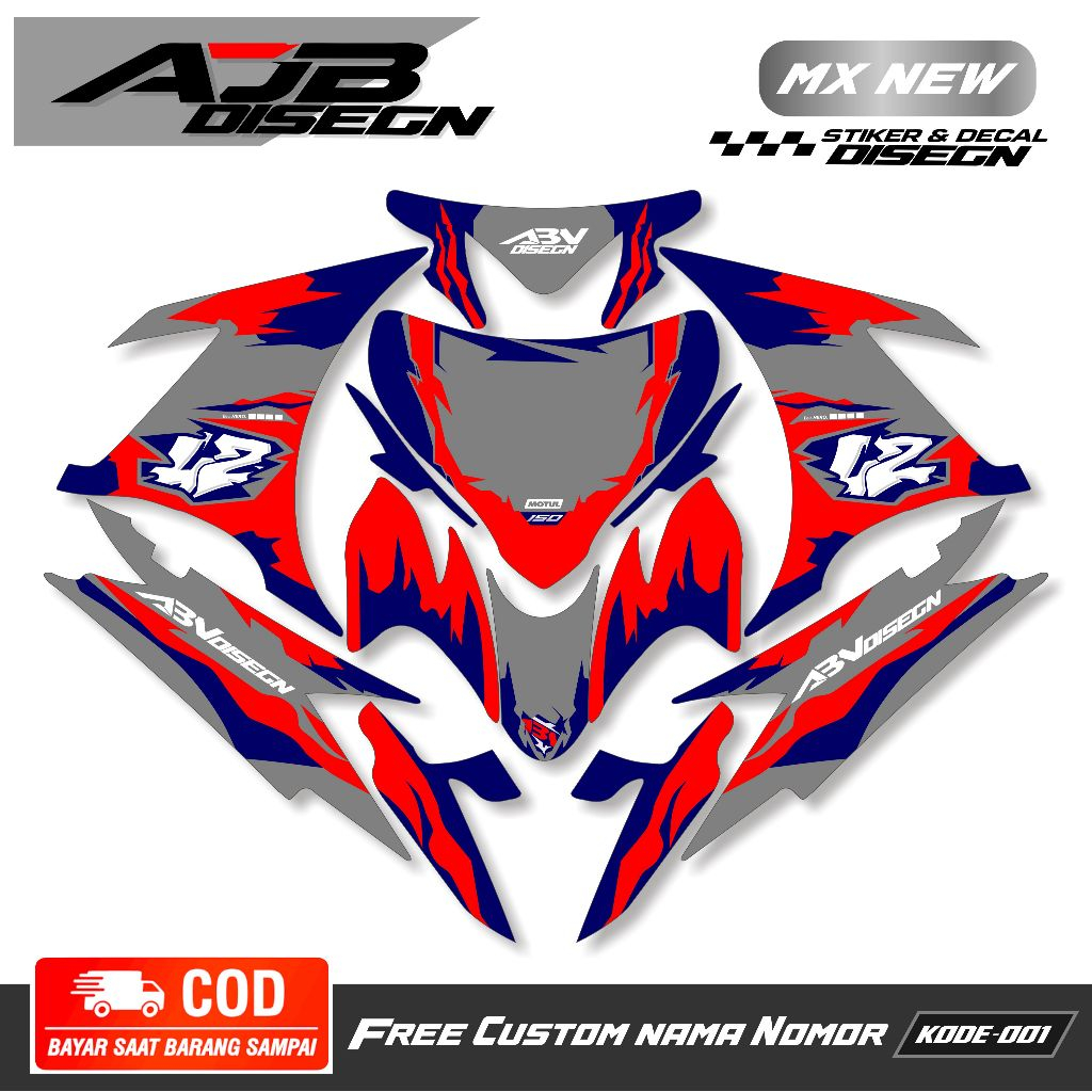 Decal Stiker MX NEW 135 Full Body - Stiker Decal MX new - Stiker motor Mx new