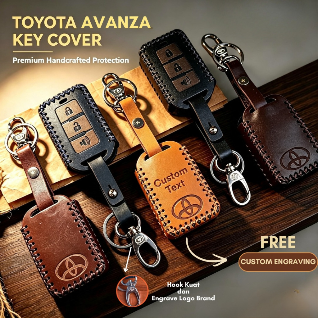 Cover Kulit Kunci RemoteToyota Avanza FREE Custom Engraving 100% Handmade Premium Kokoh Kuat/Pelindu