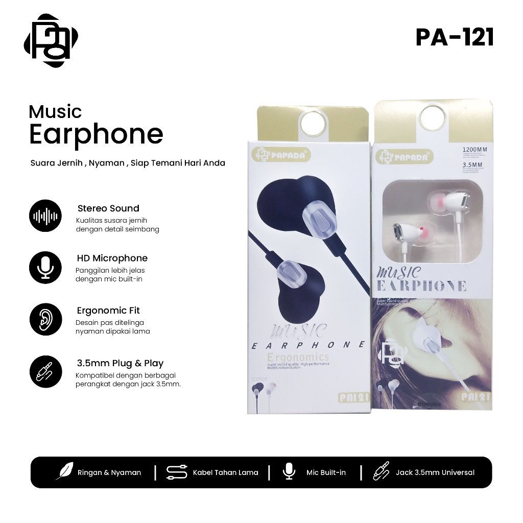 [PA-121] Handsfree Headset Earphone Papada PA121