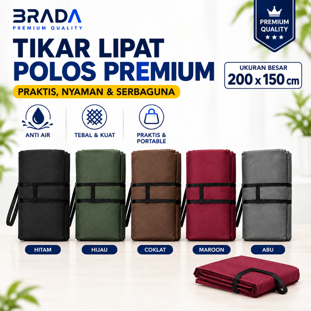 Tikar Karpet Lipat Piknik Motif Polos Anti Air Waterproof Jumbo Karakter 200x150 Traveling Outdoor