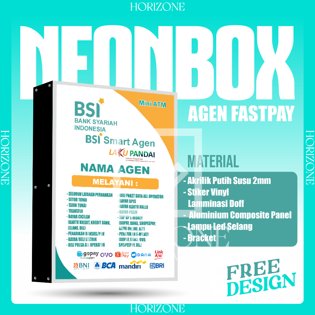 NEON BOX BSI SMART AGEN 40 X 60CM 2 SISI