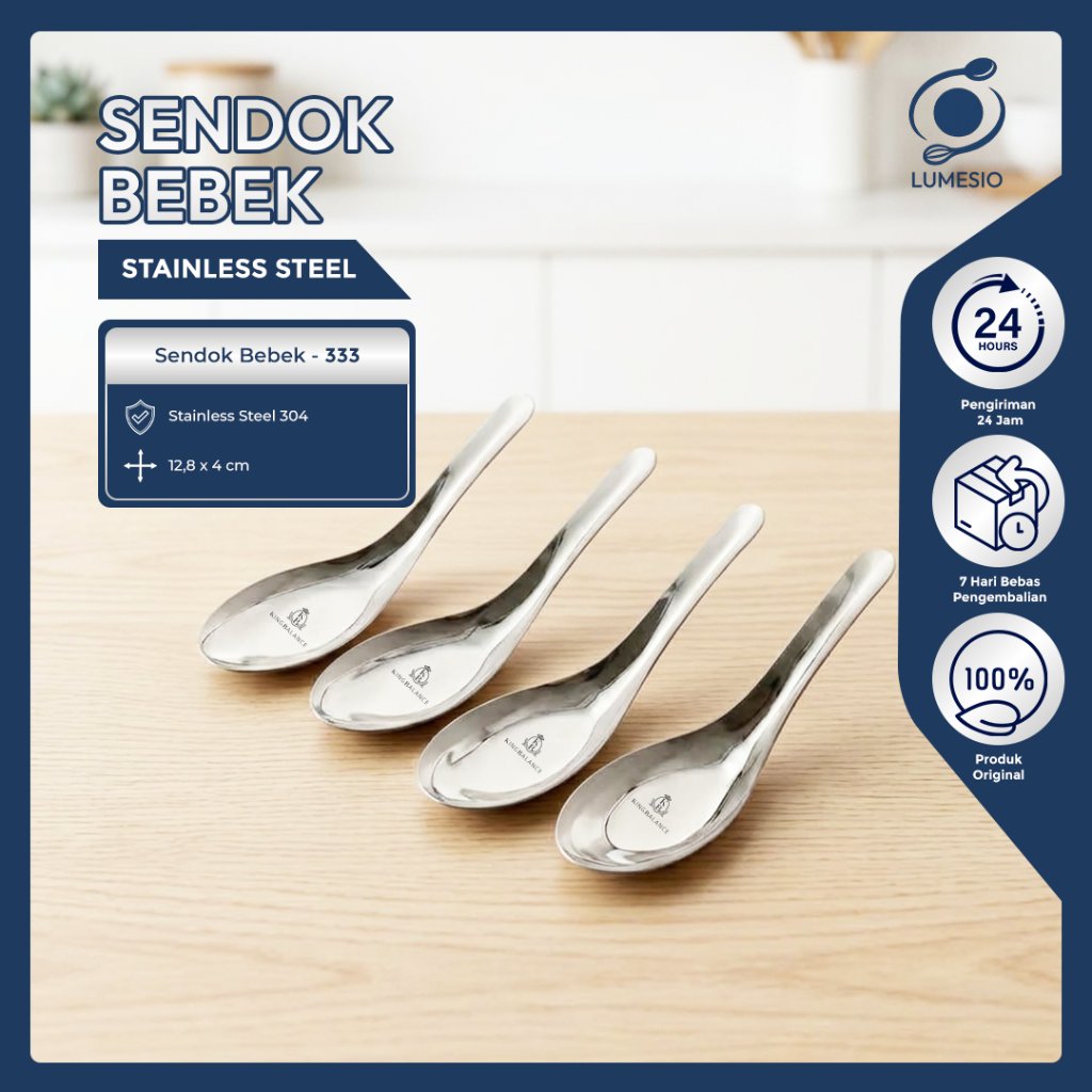 LUMESIO - Sendok Bebek Cekung Stainless Sendok Bubur Es Cendol Tebal Ringan 333