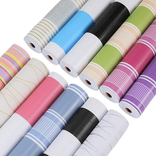 Wallpaper Sticker Dinding  Motif Salur HIJAU / UNGU / BIRU / HITAM / PINK / BINTANG